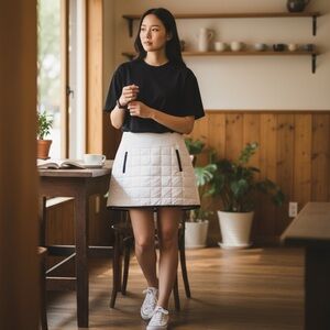 Kinona White Quilted Golf Skirt Shorts Underneath